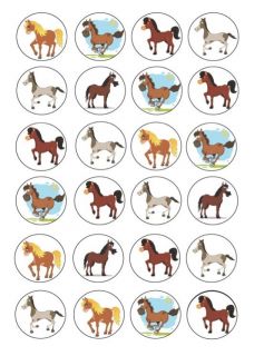   PONIES THEMED CUP CAKE TOPPERS EDIBLE THICKER PREMIUM RICE PAPER 197