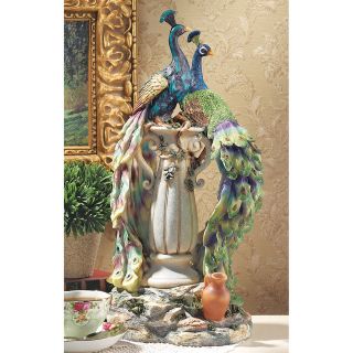 Vibrant Plumage Regal Peacocks Perched on Tapered Urn Home Gallery 