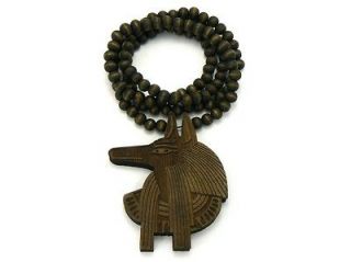 EGYPTIAN ANUBIS PIECE, BROWN, GOOD WOOD NECKLACE, 36 OR 28 LONG