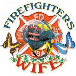 NEW GIFT~FIREFIGHTERS WIFE~HELMET~EMBLEM~BUTTERFLY~T SHIRT~~Front or 