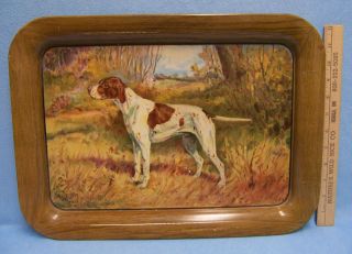   1950s Serving Tray English Pointer Dog By Ole Larsen Drink Metal