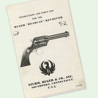 RUGER BEARCAT REVOLVER INSTRUCTIONS PARTS OWNERS MANUAL EXPLODED VIEWS 