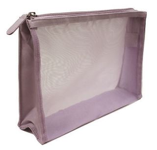 Toiletries Travel Zip Bag See Through Net Fabric Pouch Make Up 