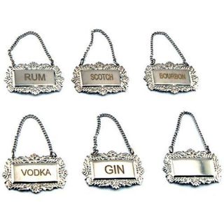 Engraved Liquor Decanter Labels   Set of 6