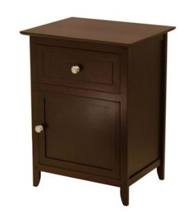 Night Stand End Table Cabinet Drawer in Espresso