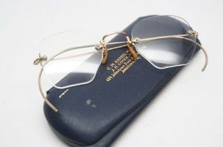 Antique Rimless Eye Glasses 1/10 12k Gold Shuron Vintage spectacles 