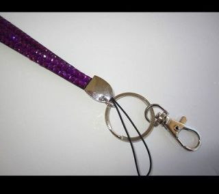 PURPLE Rhinestone employee Id badge eyeglass holder necklace Lanyard