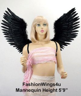   Large V shape Open Swing Black Costume Feather Angel Wings demon raven