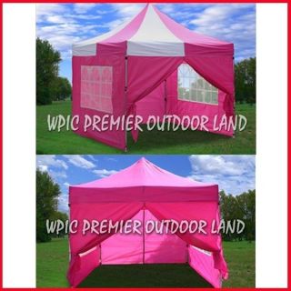10x10 Pop Up Canopy Party Tent Gazebo EZ   Pink , Pink/white