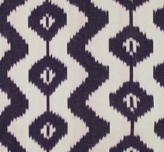   Hill Fabric / Kerela Ikat Purple / Purple White Modern Drapery Fabric