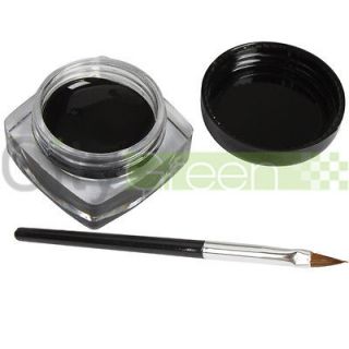 Pro Black Eye Liner Eyeliner Shadow Gel Makeup Cosmetic + Black Brush 