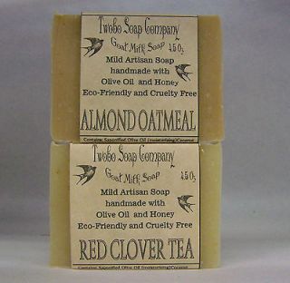 Red Clover Tea & Almond Oatmeal Goat Milk Soaps mild  OLIVE OIL  free 