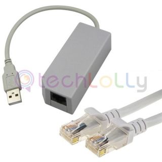 NEW 25 FT CAT5 Ethernet Cable + USB LAN Adapter for Wii
