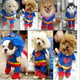    PET DOG CAT SUPERMAN CLOTHES COTTON JUMPSUIT COSTUME APPAREL COAT