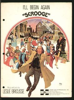 Scrooge 1970 Ill Begin Again ALBERT FINNEY Movie Vintage Sheet Music