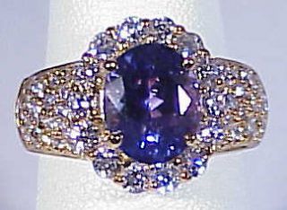  +TANZANITE Ring w/1.65ctw VS D F Diamonds In SOLID 18k w/CERTIFICATE