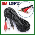   5mm Stereo Jack to 2 RCA Male Plug Audio Adapter Cable Cord fr PC Ipod
