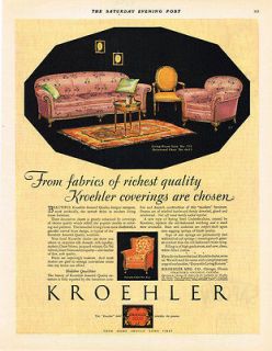 1928 AD Kroehler furniture Livi​ng room suite rich quality fabrics
