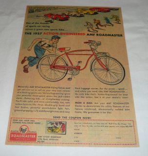 1957 AMF ROADMASTER Flying Falcon bicycle ad page