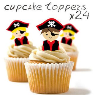 24 STAND UP Edible Cup Cake Toppers  Pirate  Cupcake Decoration 