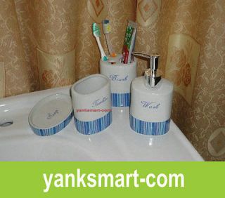 Fresh New 4 Piece Ceramic Bathroom Accessories Set Vanity Dispenser YC 