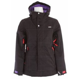 Nomis Asym Insulated Snowboard Jacket Black Plaid/Pansy/ Tomato Womens