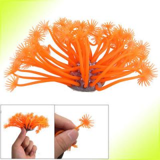 Orange Artificial Silicone Manmade Coral Shaped Decor for Fish Tank