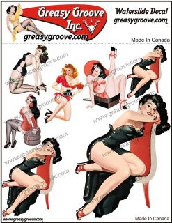 Decals Stickers Waterslide Guitar Pin Up Girl Red Chair