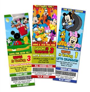   MOUSE CLUBHOUSE DISNEY BIRTHDAY PARTY INVITATION TICKET FIRST 1ST  A1