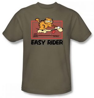 Garfield Vintage Easy Rider Safari Green Adult Shirt GAR450 AT