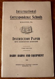 Scarce Dairy Barns and Equipment 1912 1st Edition VG by ICS Dairy 