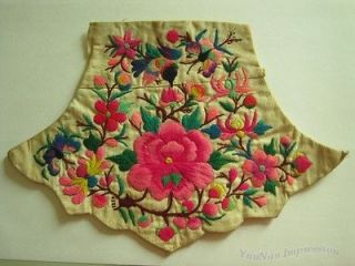 Antique miao hmong delicate handmade old embroidery colorful flowers 