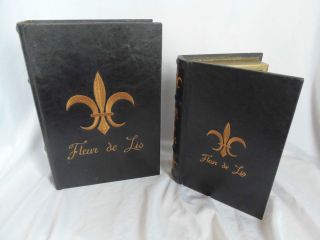 Fleur De Lis Nesting Boxes Box Set of 2 Black Wooden Book Style Decor 