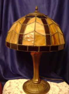 Antique Leaded Stained Glass Lamp