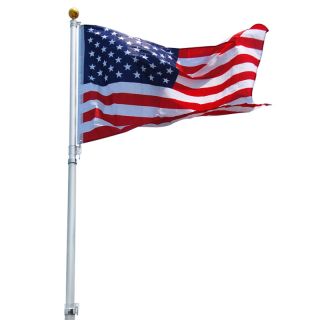   Aluminum Telescoping Flagpole Kit with 3x5 US Flag and Ball Finial