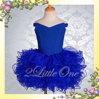 Cup Cake National Pageant Dress DIY Shell Party Flower Girl Royal Blue 