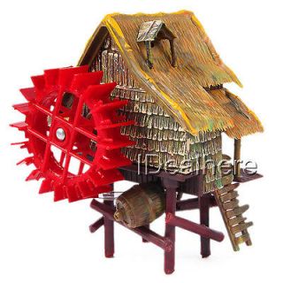 Waterwheel Aquarium Ornament Hut Tank Ancient New