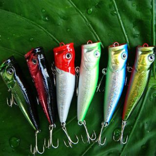 6xTopwater Poppers Fishing Lures/Bait Tackle Hooks X71