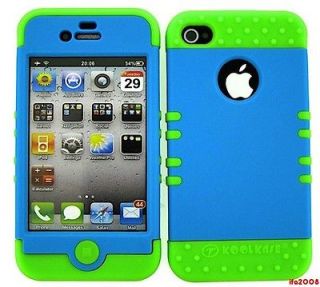 NEON FLUORESCENT LIGHT BLUE COVER for IPHONE 4 4S RUGGED HARD CASE 