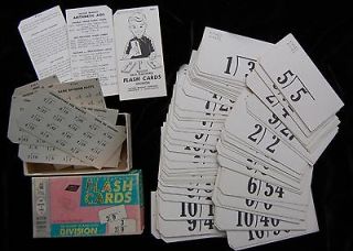 Vintage MILTON BRADLEY Division Flash Cards ©1962 0 thru 9 BIG SIZE 