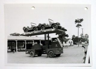 Flatbed Loader w/ Military Jeeps c 1951 Truck Photo