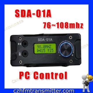   1W SDA 1A FM PLL radio broadcast transmitter PC Control+ antenna Black
