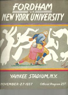   FORDHAM Beats NYU 1937 Football Program Frank Leahy Ed Franco XCON