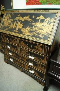 Lacquer Flip Out Writing Desk Gold Chinoiserie Oriental FREE DELIVERY 