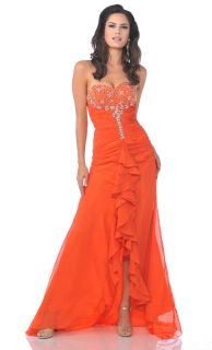 HOT LONG PROM FORMAL EVENING ORANGE CINDERELLA COUTURE OUTLET MERMAID 