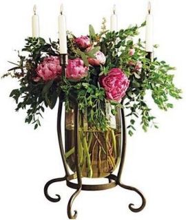 Luxury Wrought Iron Multi Candle Floral Centerpiece Vase Large 