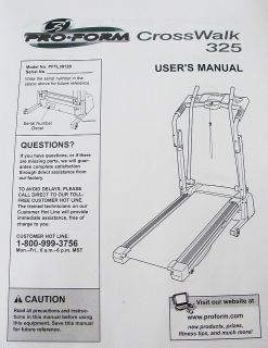 Pro Form Treadmill Users Manual PFTL39120 Crosswalk 325 Treadmill 