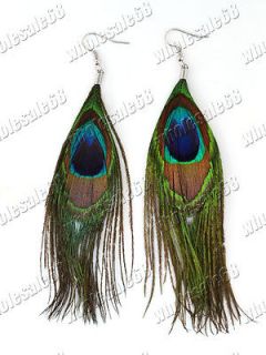wholesale 25pairs bulk peacock feather silver P sexy fashion earring 