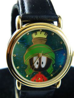 MUSICAL MARVIN THE MARTIAN WATCH/NEW BATTERY//BLACK LEATHER BAND