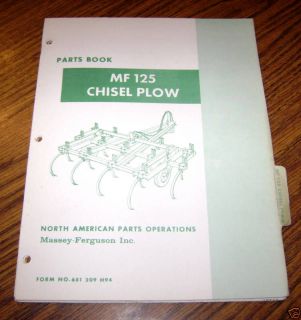 Massey Ferguson MF 125 Chisel Plow Parts Catalog book